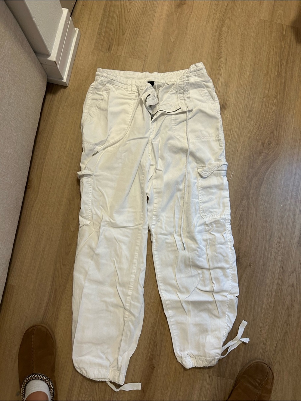 Target White Elastic Waist Shorts with Button Front